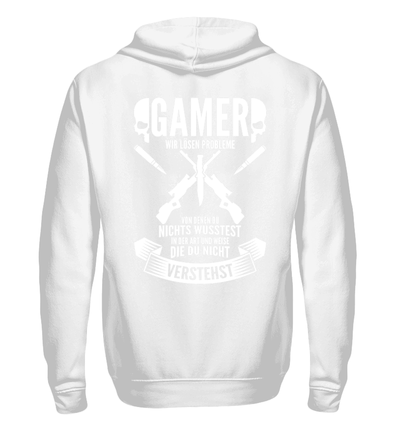 Zip up hoodie with print on the backside